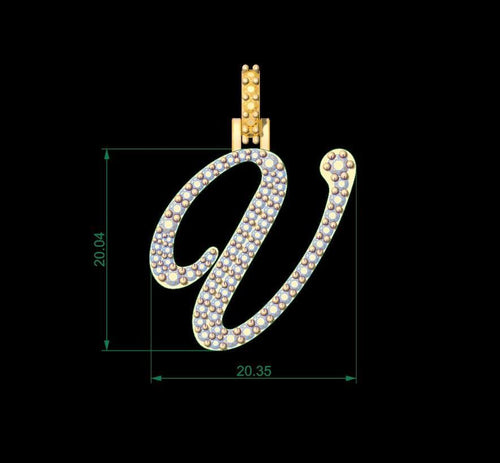 Dazzle Dime Customised Initial Letters Pendant with Chain U to Z, Sterling Silver Base 18K Gold Cladding DAZZLE DIME®