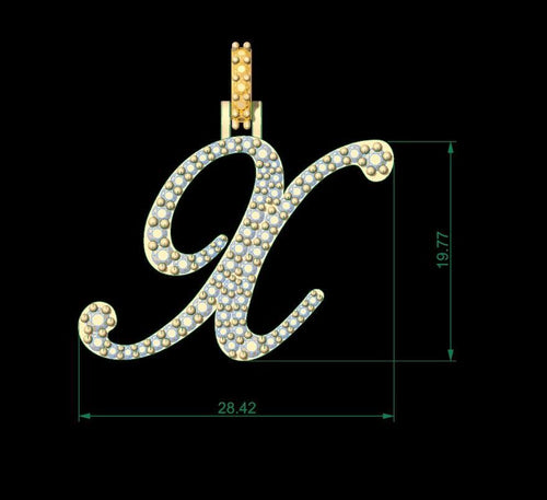 Dazzle Dime Customised Initial Letters Pendant with Chain U to Z, Sterling Silver Base 18K Gold Cladding DAZZLE DIME®