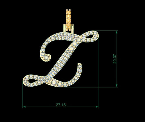 Dazzle Dime Customised Initial Letters Pendant with Chain U to Z, Sterling Silver Base 18K Gold Cladding DAZZLE DIME®