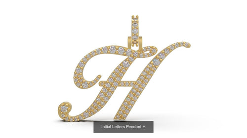 Dazzle Dime Customised Initial Letters Pendant with Chain H to M, Sterling Silver Base 18K Gold Cladding DAZZLE DIME®