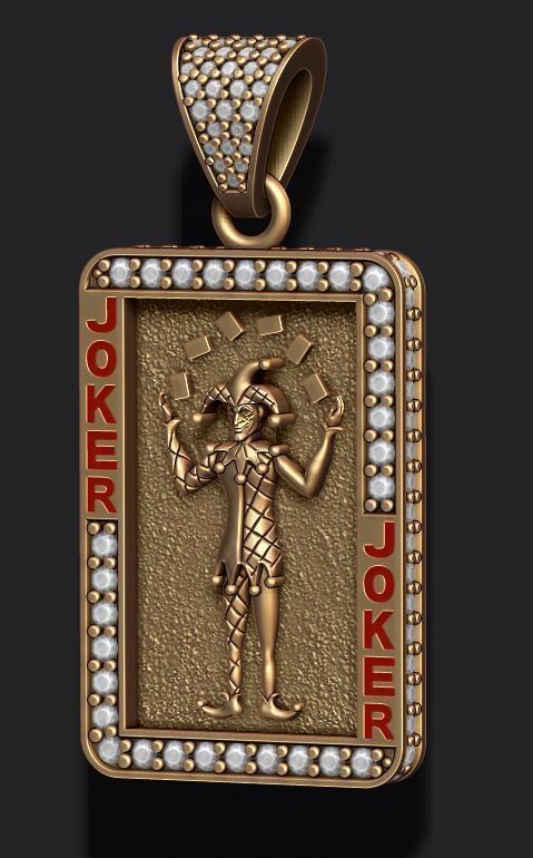 Dazzle Dime Joker Playing Card Pendant with Chain DAZZLE DIME™