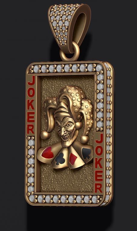 Dazzle Dime Joker Playing Card Pendant with Chain DAZZLE DIME™