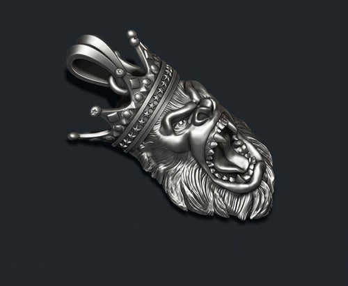Gold Plated King of the Jungle African Gorilla Pendant