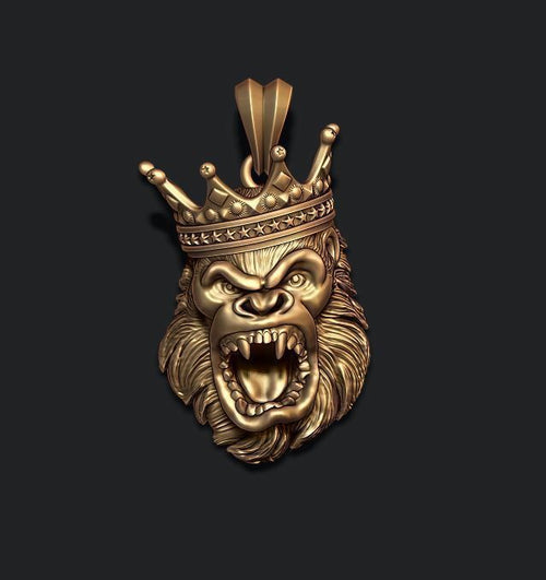 Gold Plated King of the Jungle African Gorilla Pendant