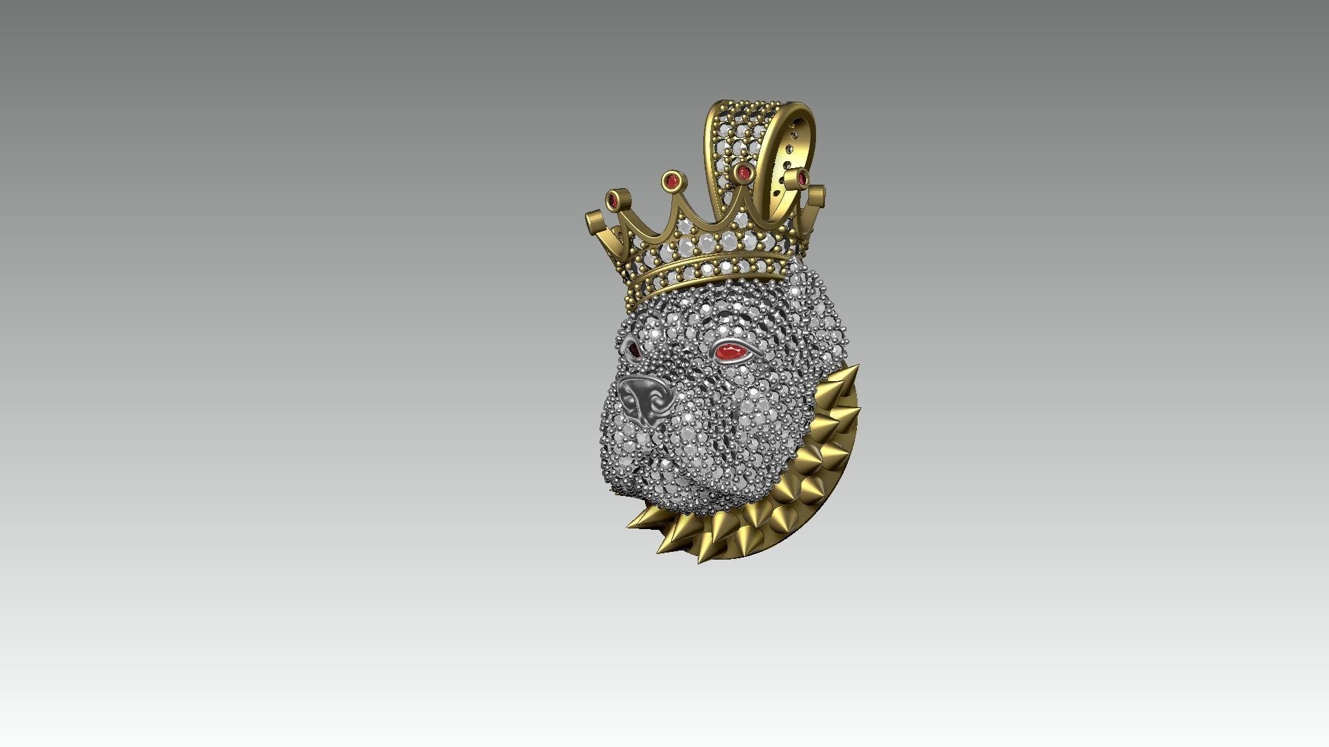 Dazzle Dime King Pitbull Pendant with Chain A Majestic Symbol of Strength and Loyalty 925 Sterling Silver Base 18K Gold Plated