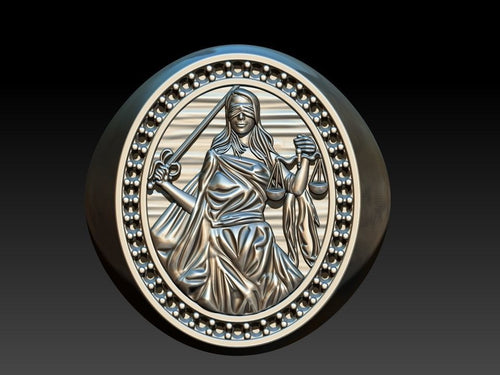 Gold Plated Lady of Justice Ring with Moissanite Gemstone