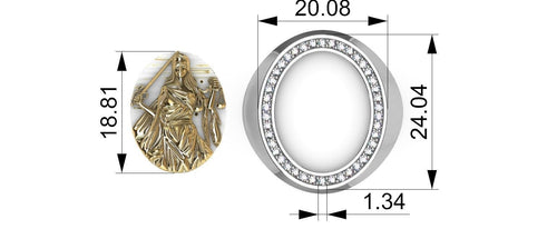 Gold Plated Lady of Justice Ring with Moissanite Gemstone