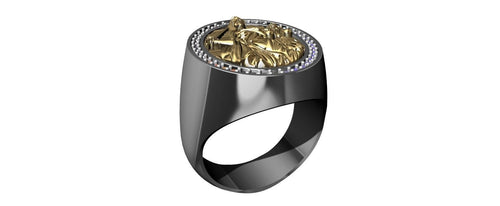 Gold Plated Lady of Justice Ring with Moissanite Gemstone