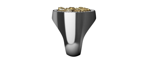 Gold Plated Lady of Justice Ring with Moissanite Gemstone