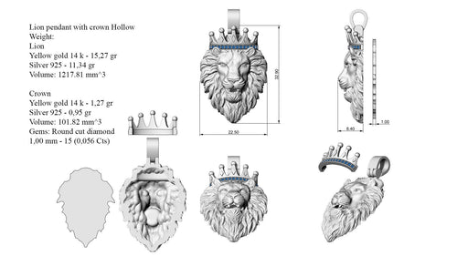Dazzle Dime Lion Pendant with Crown DAZZLE DIME™