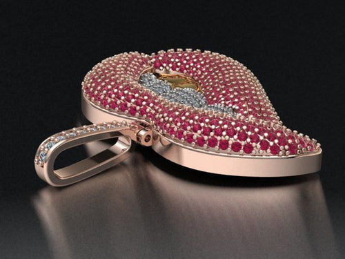 Dazzle Dime Elegant Lip Pendant with Chain 18K Gold Plated 925 Sterling Silver Base with Moissanite Stones DAZZLE DIME®