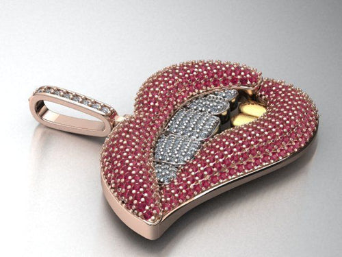 Dazzle Dime Elegant Lip Pendant with Chain 18K Gold Plated 925 Sterling Silver Base with Moissanite Stones DAZZLE DIME®