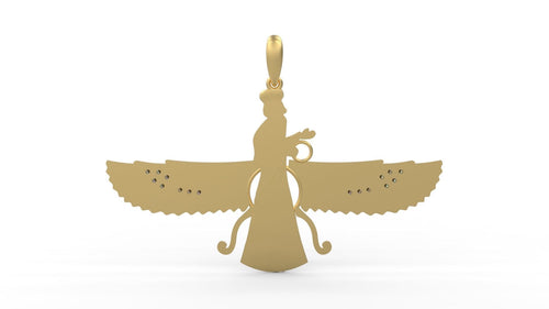 Dazzle Dime 925 Sterling Silver Base 18k Gold Plated Faravahar Ahura Mazda Pendant Embrace Ancient Wisdom DAZZLE DIME®