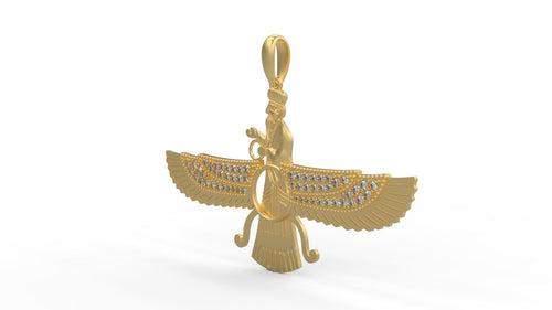 Dazzle Dime 925 Sterling Silver Base 18k Gold Plated Faravahar Ahura Mazda Pendant Embrace Ancient Wisdom DAZZLE DIME®