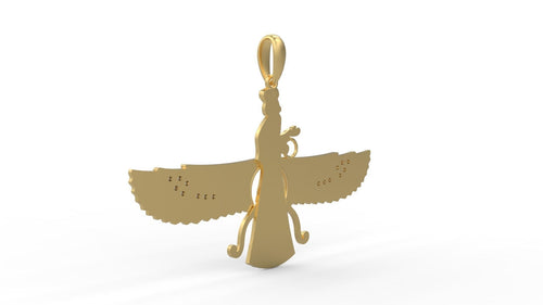 Dazzle Dime 925 Sterling Silver Base 18k Gold Plated Faravahar Ahura Mazda Pendant Embrace Ancient Wisdom DAZZLE DIME®