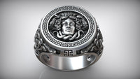 Medusa Gorgona Snake Head Signet Ring