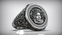 Medusa Gorgona Snake Head Signet Ring