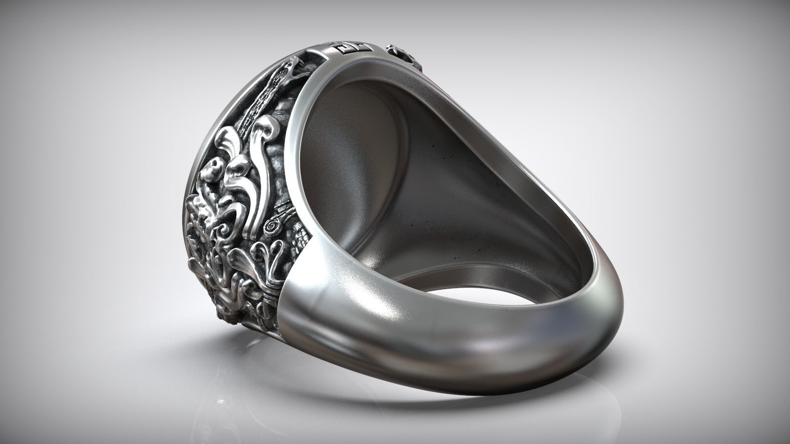 Medusa Gorgona Snake Head Signet Ring