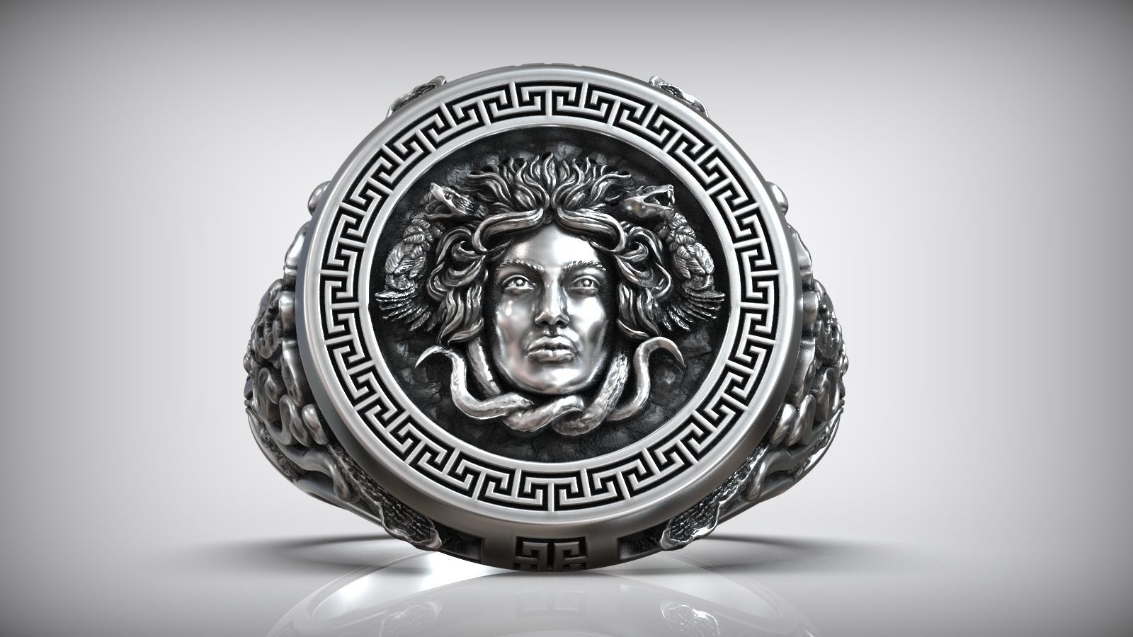 Dazzle Dime 925 Sterling Silver Medusa Gorgona Head Signet A Bold Tribute to Ancient Greek Mythology