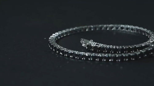 Dazzle Dime Black Moissanite Diamond VVS1 Tennis Bracelet Full Diamond with GRA Certificate (QR code) Pass Diamond Test with 925 Sterling Silver 18K Gold Plated Hip Hop Style Bracelets for Men & Women