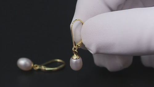 14K Gold-Plated 925 Sterling Silver Baroque Pearl Drop Earrings | Handpicked Natural Freshwater Pearl Dangle Jewelry for Women