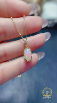 Dazzle Dime® 925 Silver Natural Opal Pendant Necklace for Women | Certified Pure Silver Jewelry