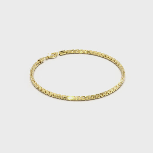 Dazzle Dime® Italian 3mm Round Box Chain Bracelet for Men | S925 Sterling Silver Hand Chain