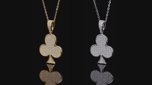 Dazzle Dime Hip-Hop Ladies Rock Style Crown Poker Plum Blossom Pendant Necklace – 925 Sterling Silver with D Color Moissanite