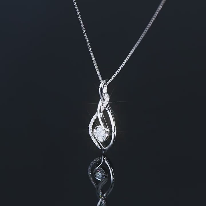 Full Moissanite Twisted Pendant Necklace – 925 Silver with 18K Gold Plating | GRA Certified