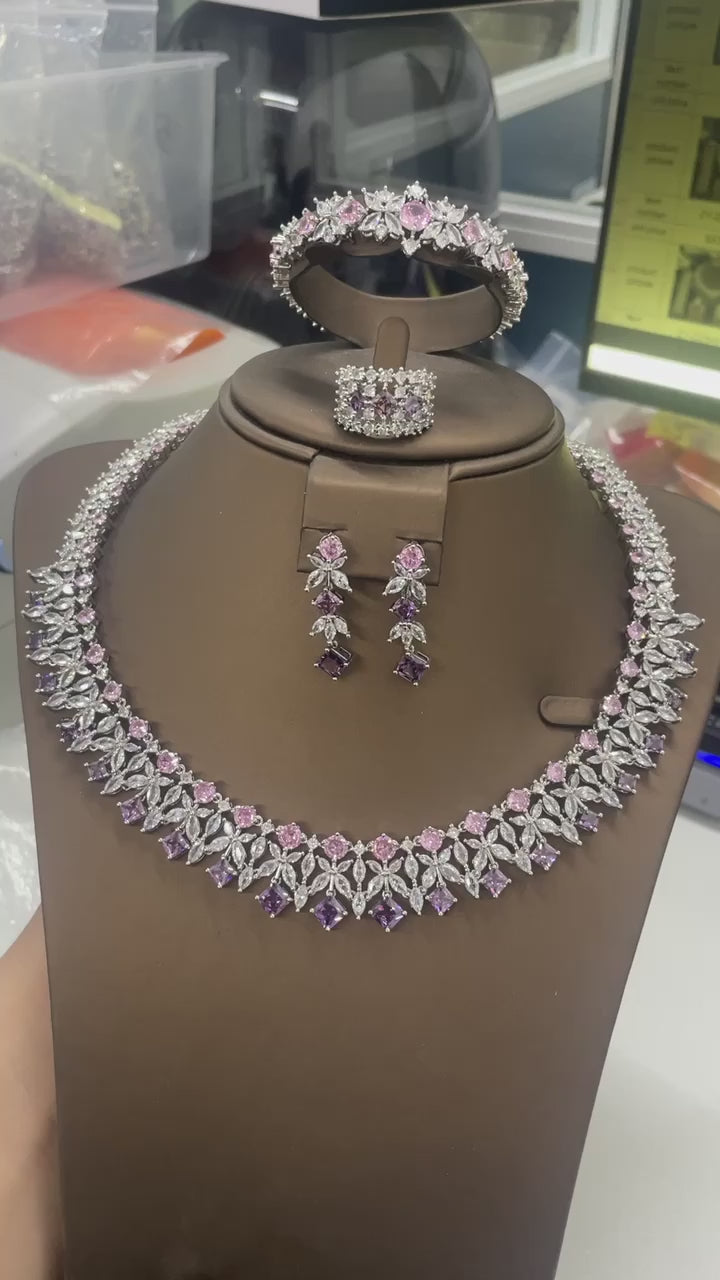 Cubic Zirconia Bridal Wedding Jewelry Set, Asian & African Crystal Wedding Jewelry Set - 4-Piece Ring