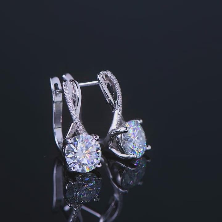 2 Carat Moissanite Hoop Earrings – 925 Sterling Silver with 18K White Gold Plating | GRA Certified