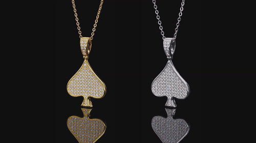 Dazzle Dime Hot Selling Hip-Hop Rock Men & Ladies Necklace – 925 Sterling Silver with Moissanite Poker Spade Pendant