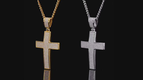 Dazzle Dime Hip Hop Style Classic Luxury Moissanite Cross Pendant Hallmarked 925 Sterling Silver 18K Gold Plated