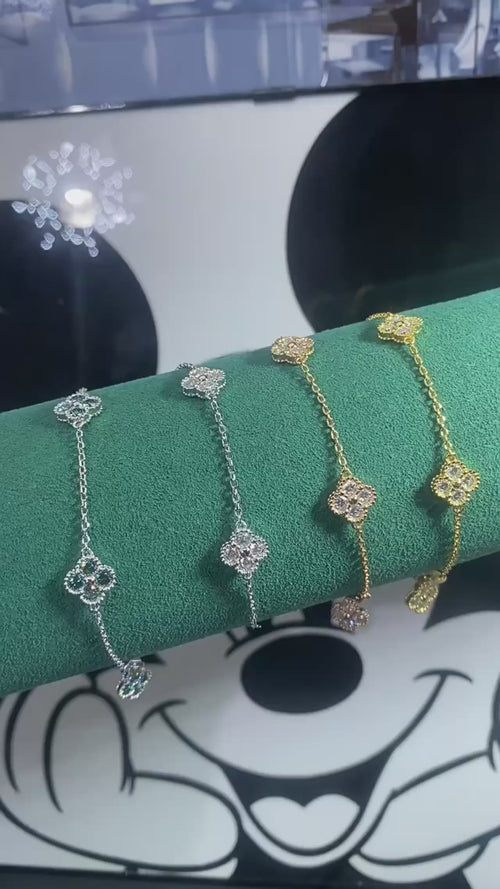 Dazzle Dime D Color 2.4CT (25 Sterling Moissanite Bracelets Lucky Bangles Wedding Birthday Party Clover Gifts Jewelry