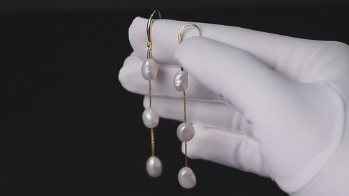 Handmade 925 Sterling Silver Dangle Earrings with Irregular Natural Baroque Pearls | Elegant Drop Jewelry for Women