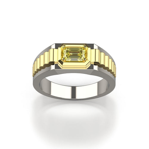 Dazzle Dime® Men's Luxury Ring in 925 Sterling Silver with Emerald-Cut Lab-Grown Emerald DAZZLE DIME®