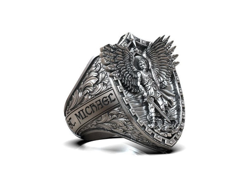 Dazzle Dime 925 Sterling Silver Base 18k Gold Plated St Archangel Michael Inspired Protection Ring 18K Gold Plated DAZZLE DIME®