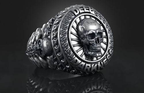 Dazzle Dime 925 Sterling Silver Base 18k Gold Plated Skull Biomechanical Ring  Unleash the Dark Side DAZZLE DIME®