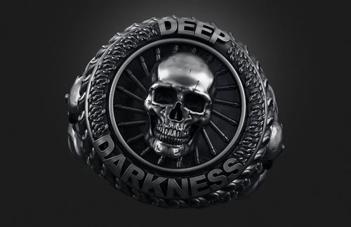 Dazzle Dime 925 Sterling Silver Base 18k Gold Plated Skull Biomechanical Ring  Unleash the Dark Side DAZZLE DIME®
