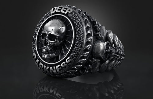 Dazzle Dime 925 Sterling Silver Base 18k Gold Plated Skull Biomechanical Ring  Unleash the Dark Side DAZZLE DIME®