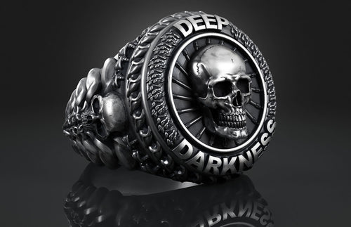 Dazzle Dime 925 Sterling Silver Base 18k Gold Plated Skull Biomechanical Ring  Unleash the Dark Side DAZZLE DIME®