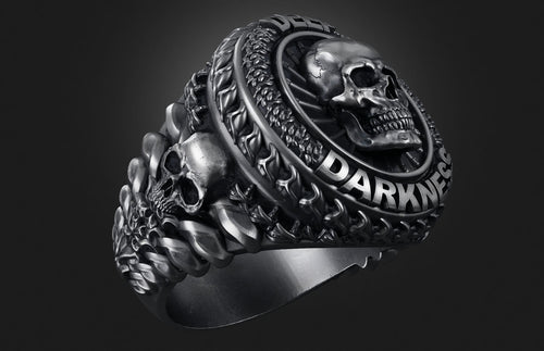Dazzle Dime 925 Sterling Silver Base 18k Gold Plated Skull Biomechanical Ring  Unleash the Dark Side DAZZLE DIME®