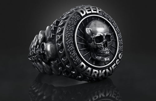 Dazzle Dime 925 Sterling Silver Base 18k Gold Plated Skull Biomechanical Ring  Unleash the Dark Side DAZZLE DIME®