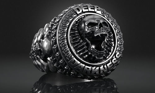 Dazzle Dime 925 Sterling Silver Base 18k Gold Plated Skull Biomechanical Ring The Evolution of Darkness DAZZLE DIME®