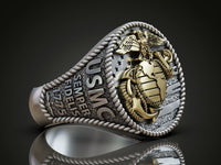 Dazzle Dime 925 Sterling Silver Base 18k Gold Plated United States Marine Corps Ring A Bold Tribute to Honor, Courage, and Commitment - Dazzle Dime