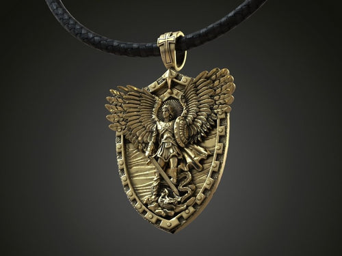 Dazzle Dime S925 Base 18k Gold Plated St Archangel Michael Pendant Inspired by Arch Angel Michael Protection Pendant 18K Gold Plated DAZZLE DIME®