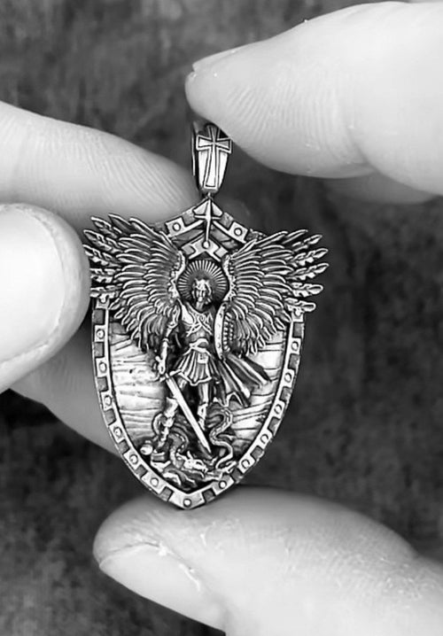Dazzle Dime S925 Base 18k Gold Plated St Archangel Michael Pendant Inspired by Arch Angel Michael Protection Pendant 18K Gold Plated DAZZLE DIME®