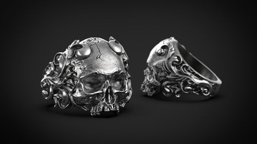 Dazzle Dime 925 Sterling Silver Base 18k Gold Plated Skull Biomechanical Ring  Unleash the Dark Side DAZZLE DIME®