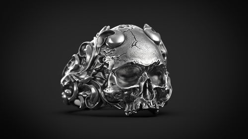 Dazzle Dime 925 Sterling Silver Base 18k Gold Plated Skull Biomechanical Ring  Unleash the Dark Side DAZZLE DIME®