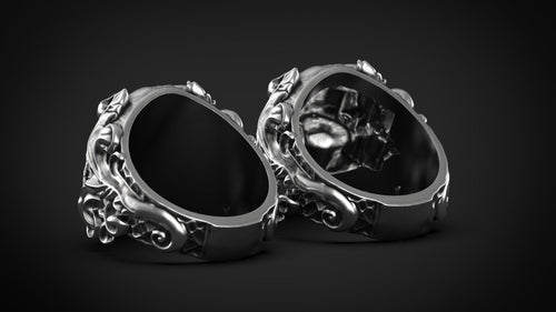 Dazzle Dime 925 Sterling Silver Base 18k Gold Plated Skull Biomechanical Ring  Unleash the Dark Side DAZZLE DIME®